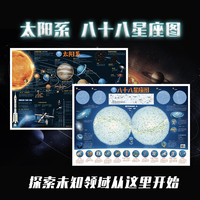北斗童书儿童房专用太空科普地理百科知识挂图墙贴（太阳系+八十八星座图）（套装共2张）