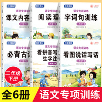 语文专项训练二年级下册全套6册 小学语文基础知识强化训练字词句训练阅读理解课文内容填空看图说话写话看拼音写词语生字注音必背古诗词积累同步专项训练知识大全练习题课内外预习复习天天练阅读训练