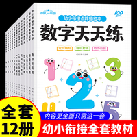 幼小衔接点阵描红本全12册 数字汉字拼音笔画天天练数学加减法凑十借十破十平十法时间与人民币一年级学前练习册
