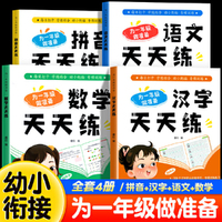 幼小衔接教材全套4册一日一练预备一年级天天练幼儿园学前班大班练习册全套每日语言拼音数学识字幼升小衔接练习册入学预准备一年级暑假作业
