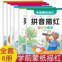 学前蒙纸描红全6册 轻松掌握入学的基础知识 学前拼音笔画汉字数字描红儿童识字书天天练入学准备幼小衔接幼儿园大班练习册