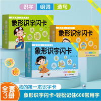 象形识字闪卡全3册 0-3-6岁识字书幼儿认字启蒙象形字全面均衡发展轻松认识常用词早教教具 幼小衔接每日一练专注力训练卡