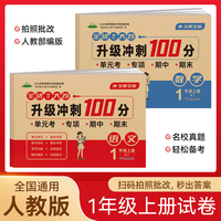 小学一年级语文+数学试卷测试卷上册 升级冲刺100分卷总复习必刷资料练习题集知识大盘点专项试卷模拟试卷测试卷