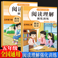 全2册阅读理解强化训练五年级上下册 小学生语文课外强化答题解题技巧每日一练阅读真题100篇5年级上册下册语文同步暑期阅读专项训练课外书