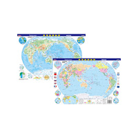 地理桌面速查速记·世界地理地图（北师大地理教育中心权威编制；卡纸覆膜撕不烂；以学生标准课桌为参照，方便学生使用）