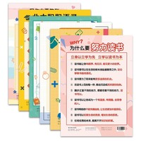 励志家训挂图 全6张 9个学习+成长公约+北大妈妈+家规十则+为什么+写作业 中小学生好习惯养成自律手则