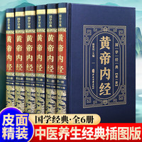 精装皮面国学经典--黄帝内经 全套6册 古代中医书籍大全医学经典黄帝内经本草纲目原文注释译文中医宝典四大医学基础理论入门书籍 正版原著彩色详解烫金原文注释文白对照解读国学经典畅销书