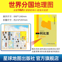 利比亚地图1.25*0.9米世界分国地理图折叠套封