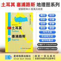 土耳其 塞浦路斯地图1.25*0.9米世界分国地理图折叠套封