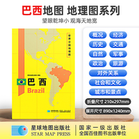 巴西地图1.25*0.9米世界分国地理图折叠套封